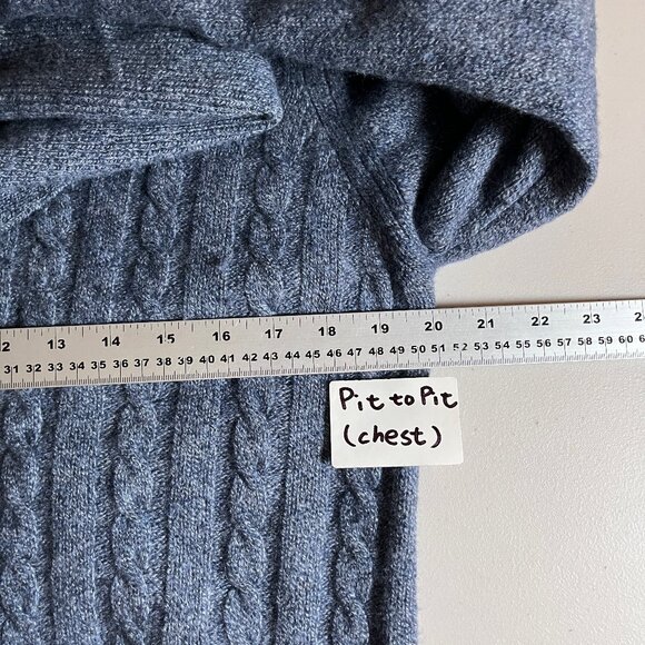 Canali Wool Shawl Collar Cable Knit Cardigan Sweater - Men's Size 50 - Blue - Picture 11 of 14